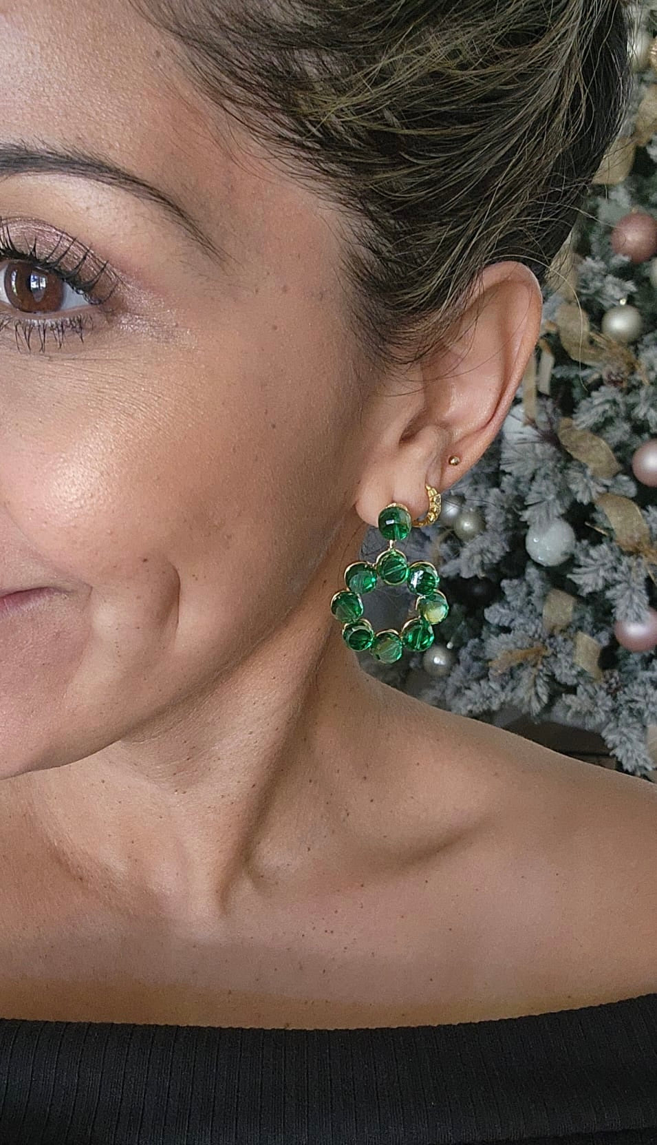 Green Holiday Statement Earrings
