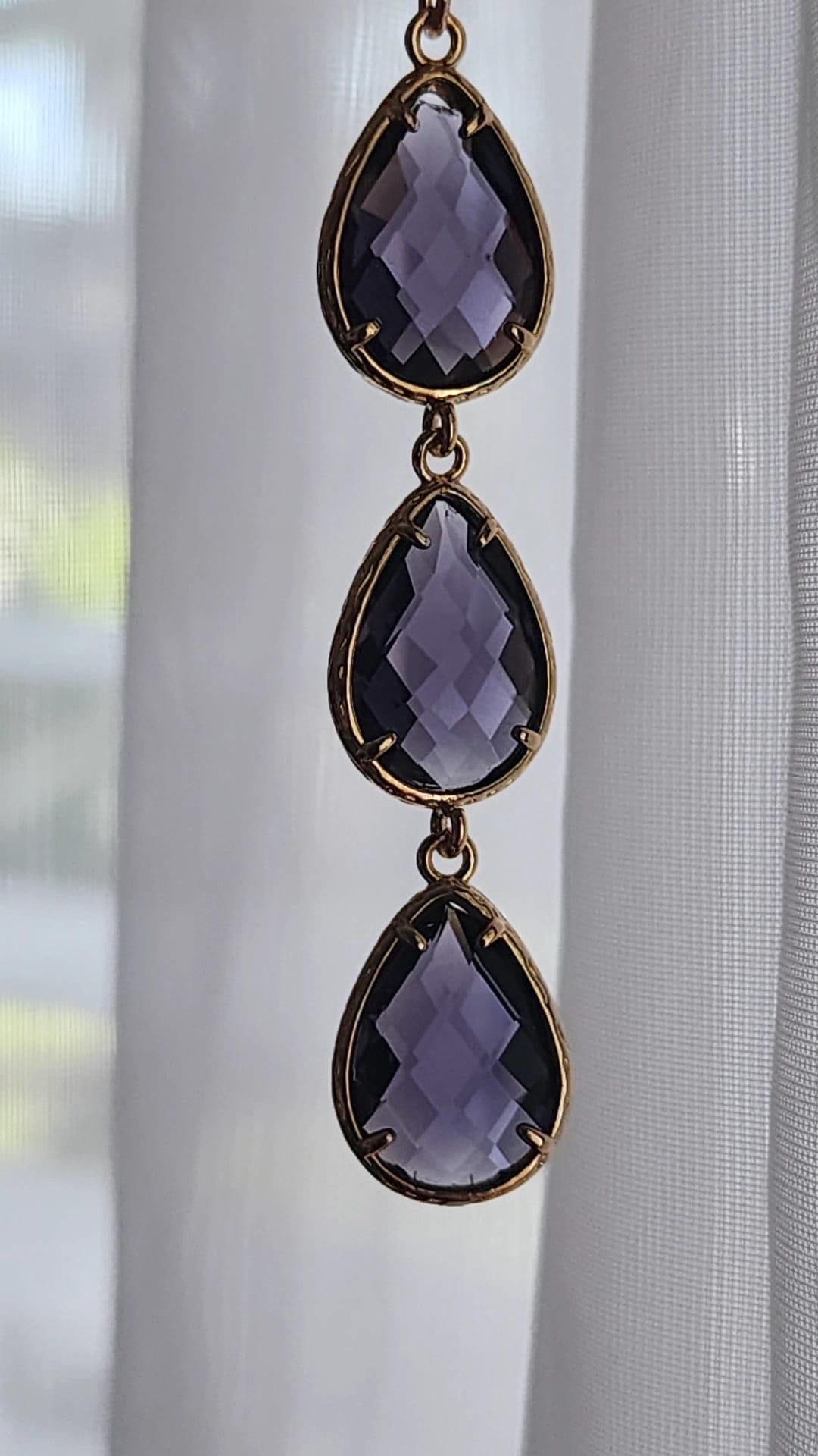 Purple Classic Crystal Drop Earrings