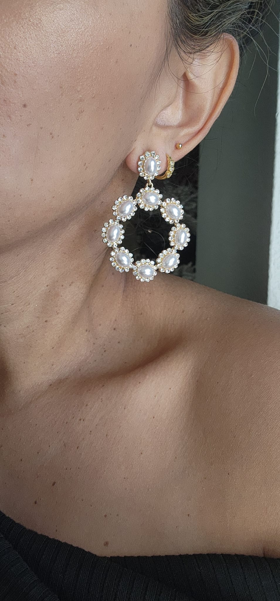 Natalia Statement Earrings With Faux Pearls