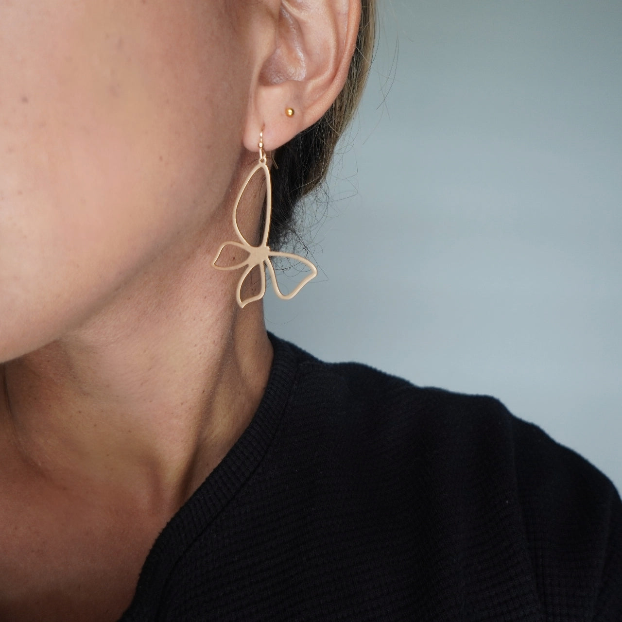 Gold Butterfly Drop Earrings