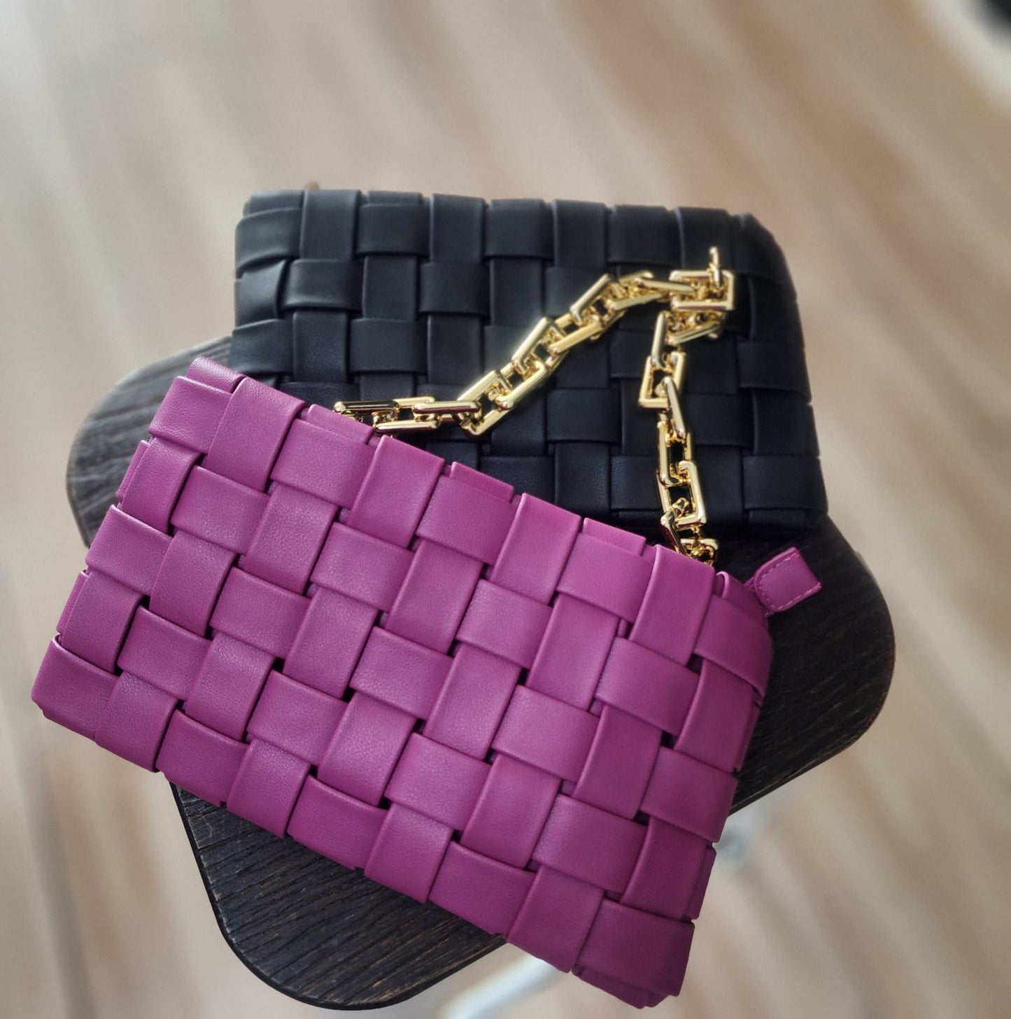 Magenta Quilt Vegan Leather Clutch