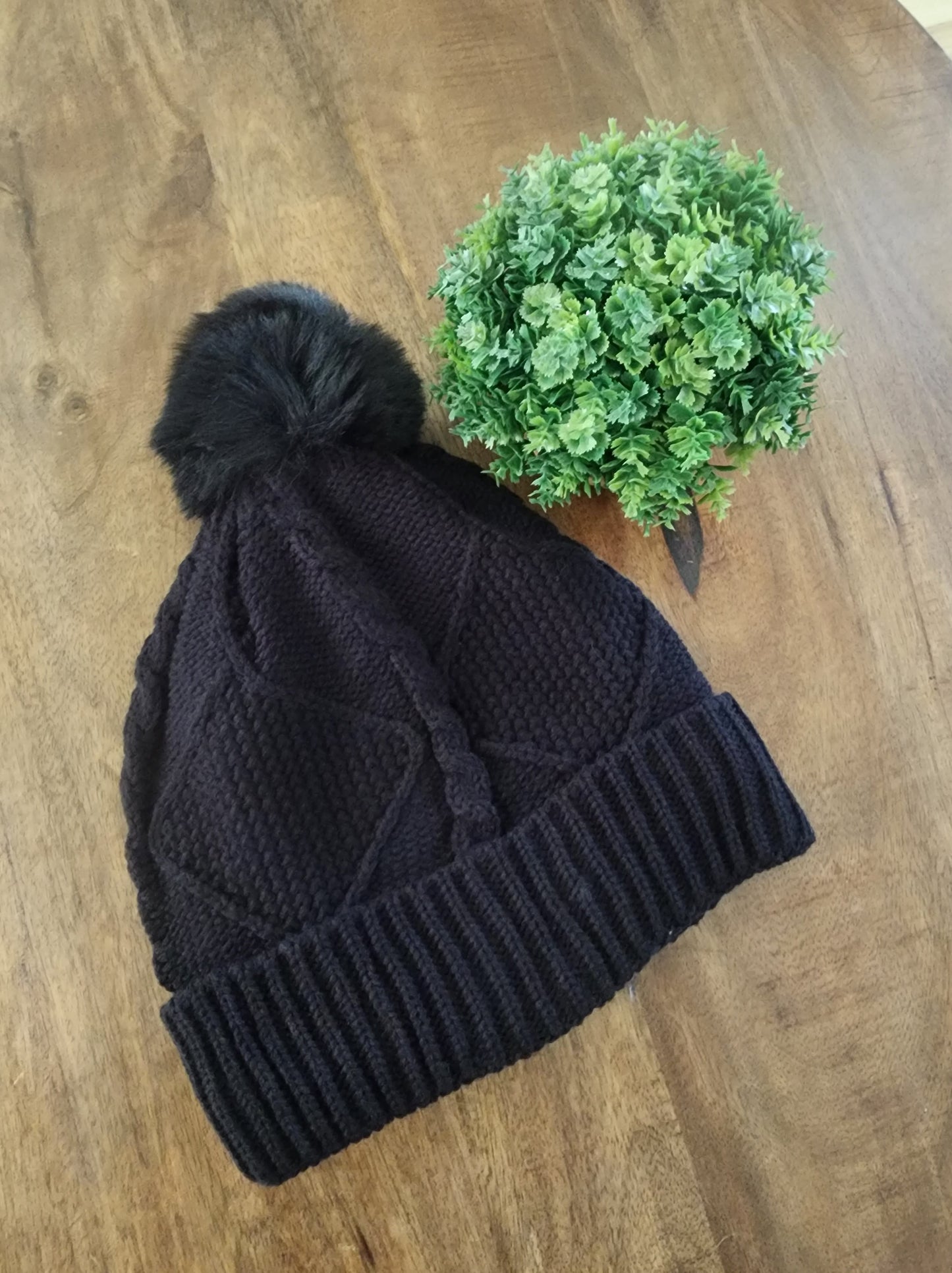 Black Pom Beanie