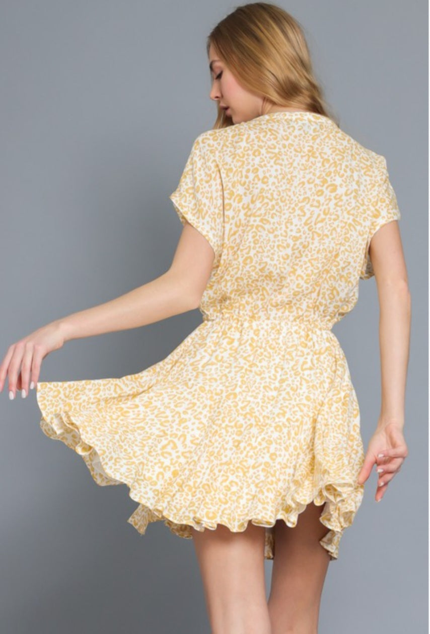 Yellow Animal Print Summer Dress