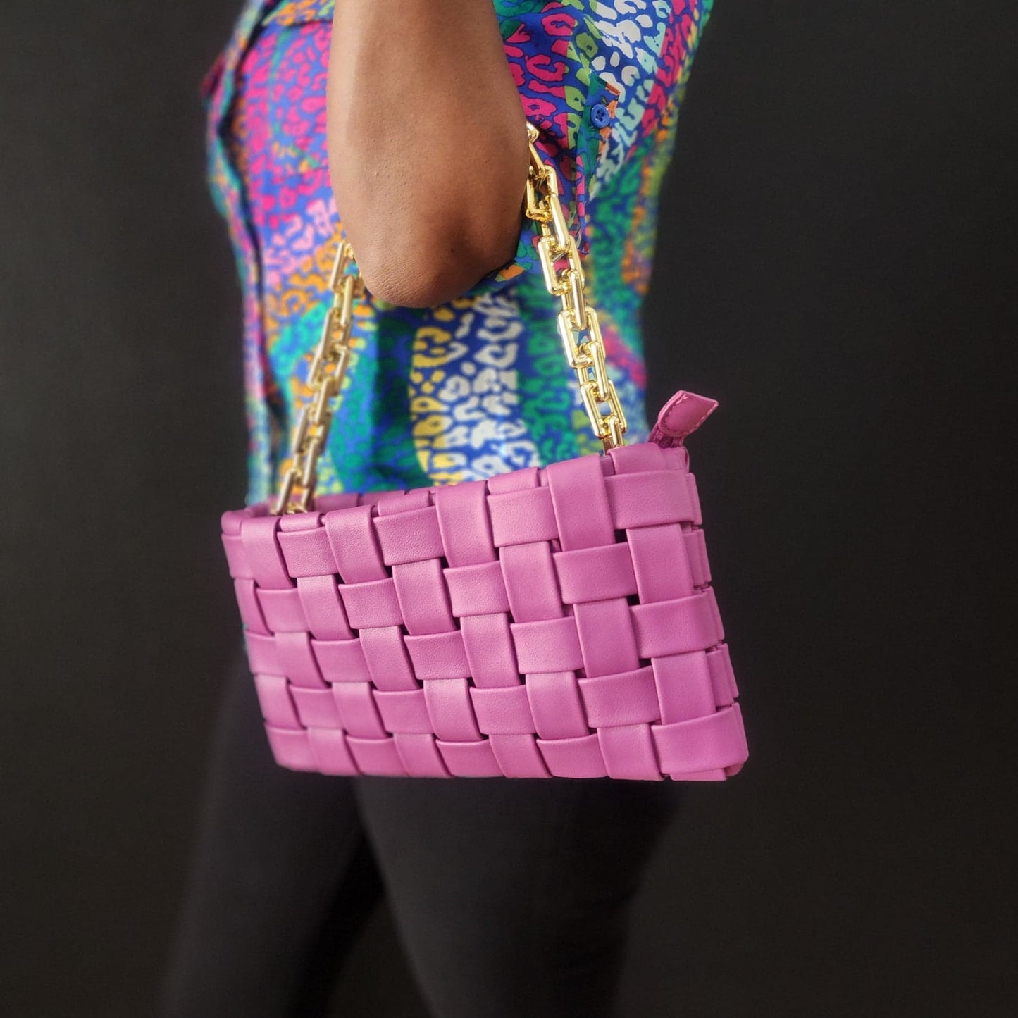 Magenta Quilt Vegan Leather Clutch