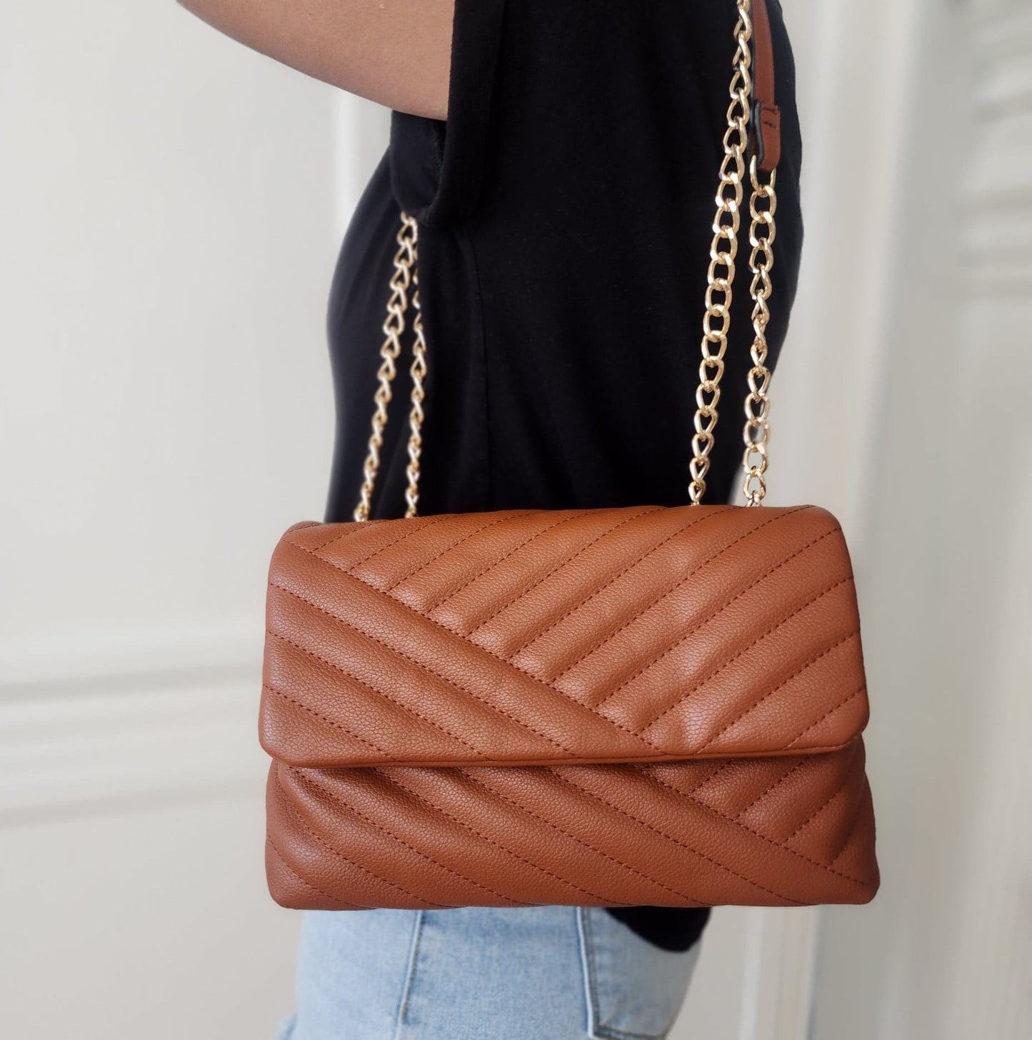 Brown Quilted Crossbody/ Shoulder Bag