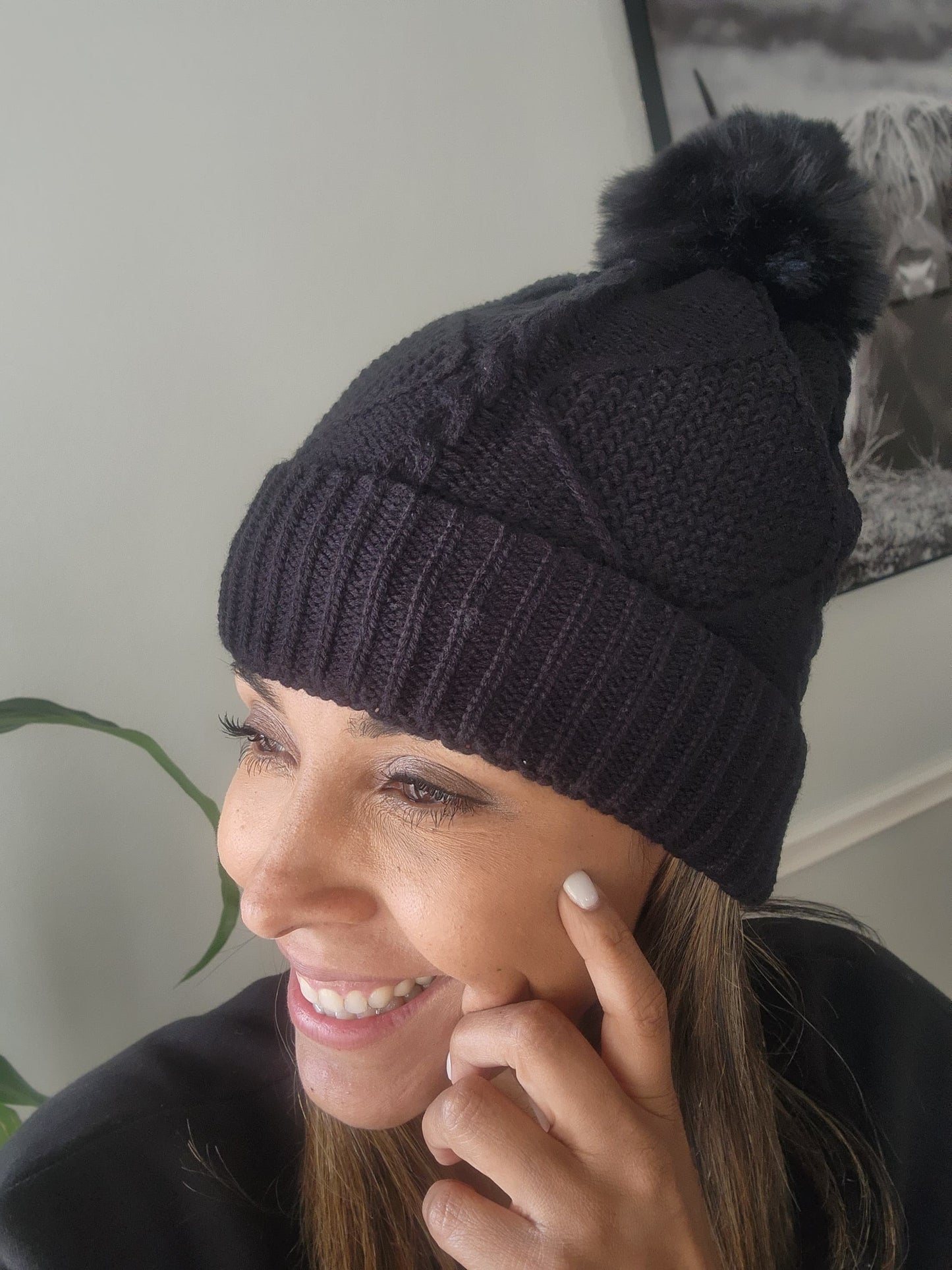 Black Pom Beanie