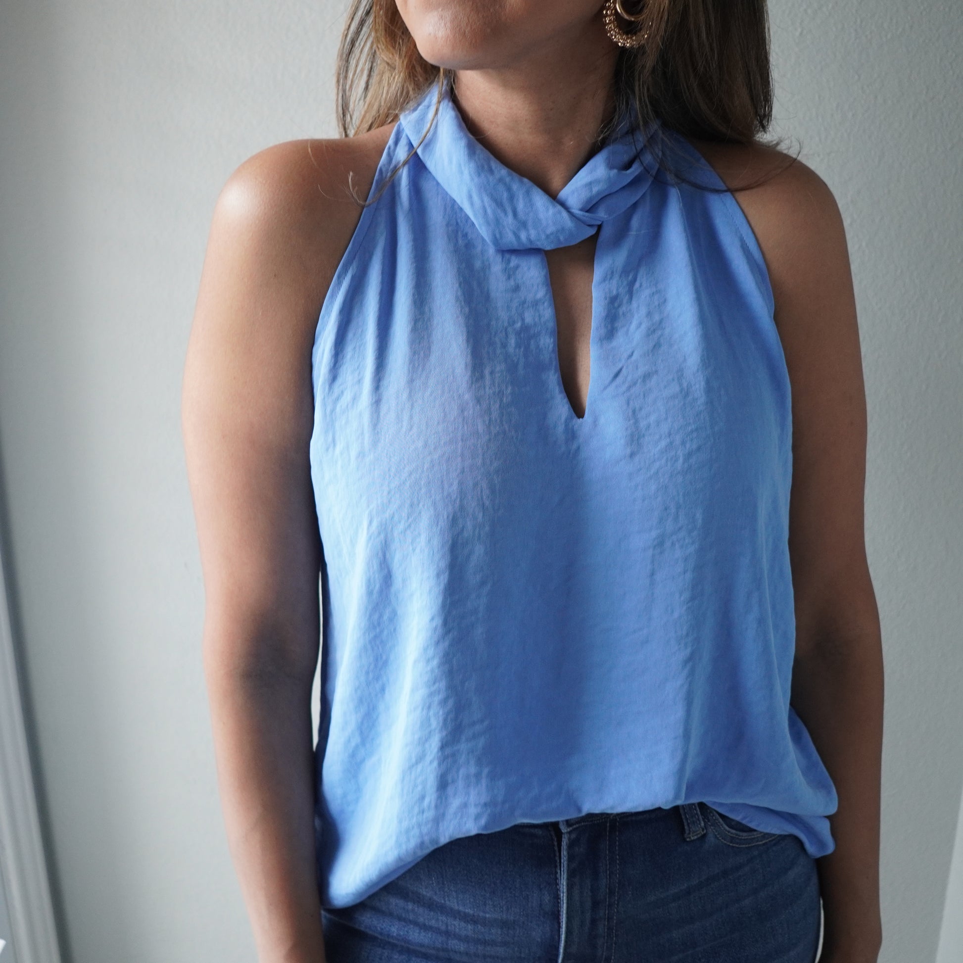 Periwinkle Front Keyhole Halter Top