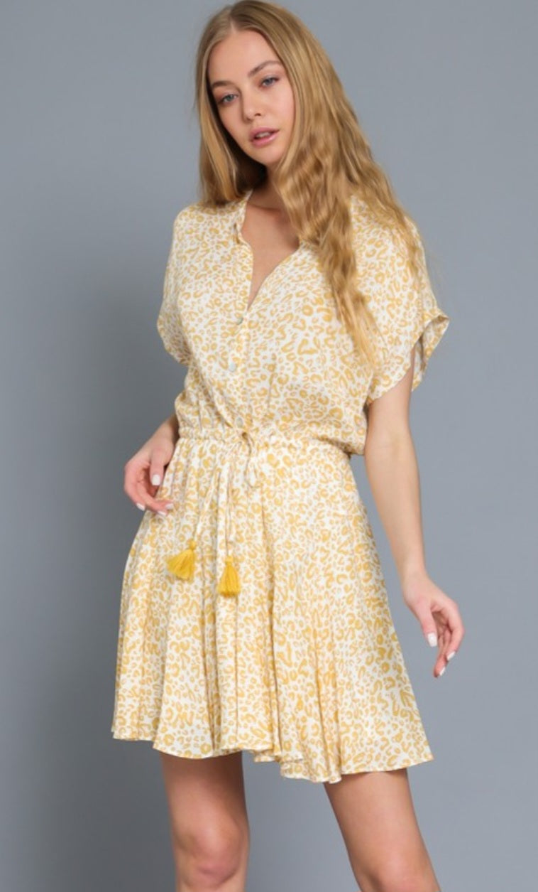 Yellow Animal Print Summer Dress